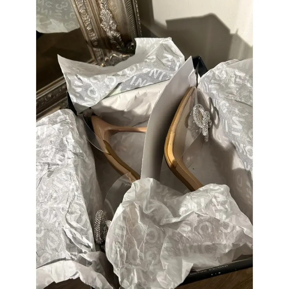 Clear Rhinestone Bow Pointed Toe Heels by INC International Concepts Size 7